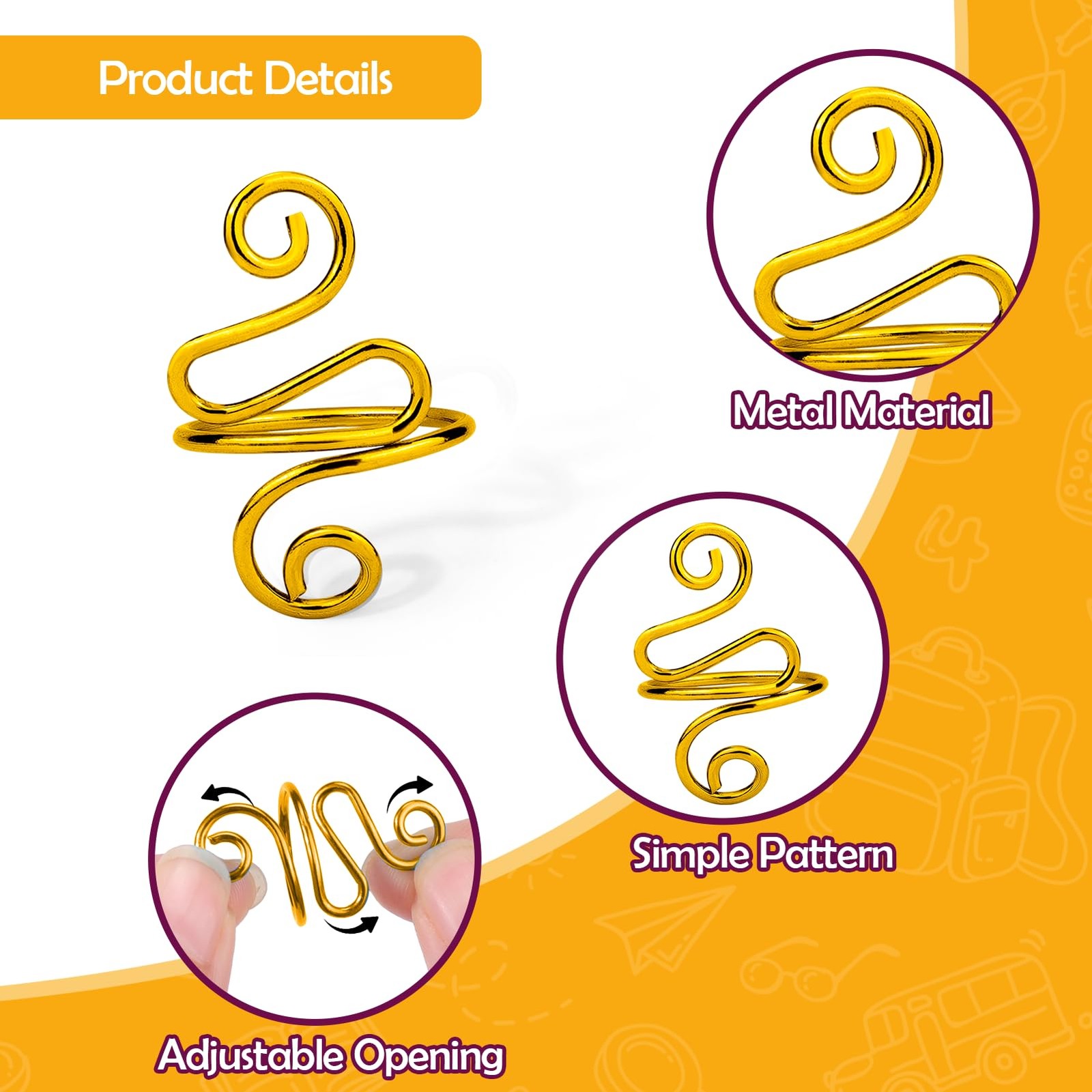 Vodolo Crochet Ring,2PCS Gold Adjustable Yarn Tension Ring Adjustable,