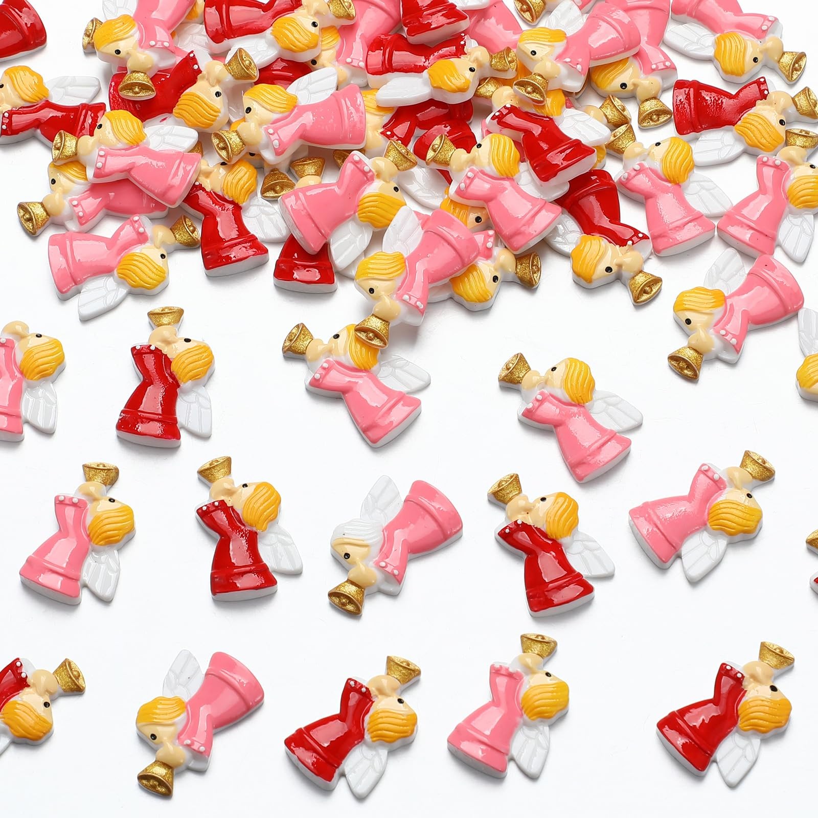 60 PCS Christmas Angel Miniature Resin Figurines Xmas DIY Crafts Table Decor