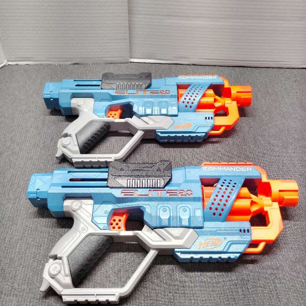 Nerf Elite 2.0 Commander RD-6 Blaster Blue Orange Toy 2-Pack Pre-owned