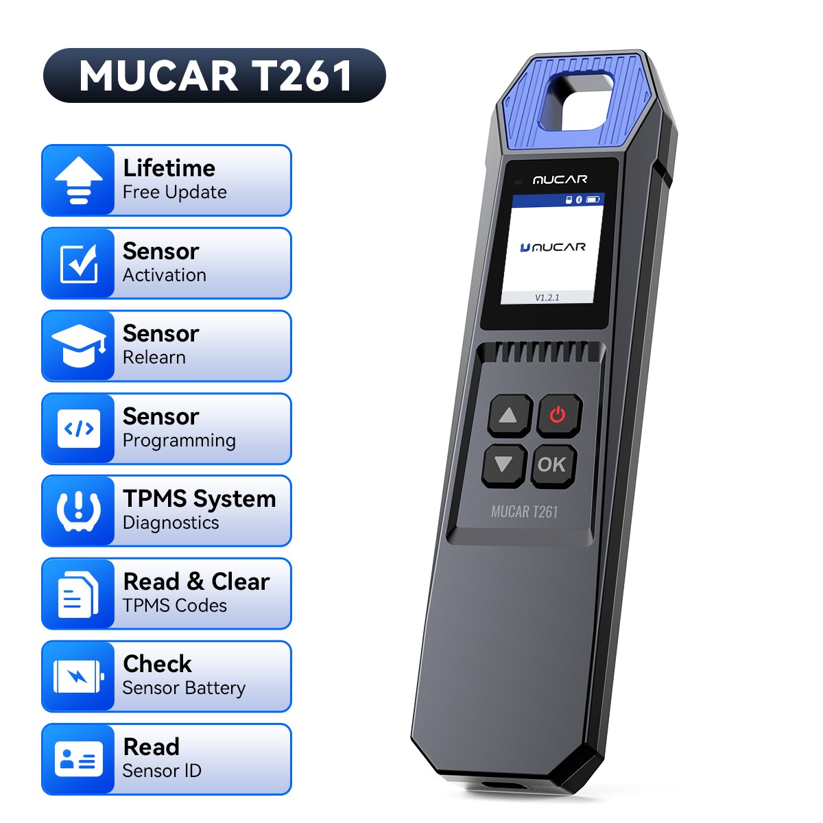 MUCAR T261 TPMS Relearning Activation Tire Pressure Sensor Programming For 892BT