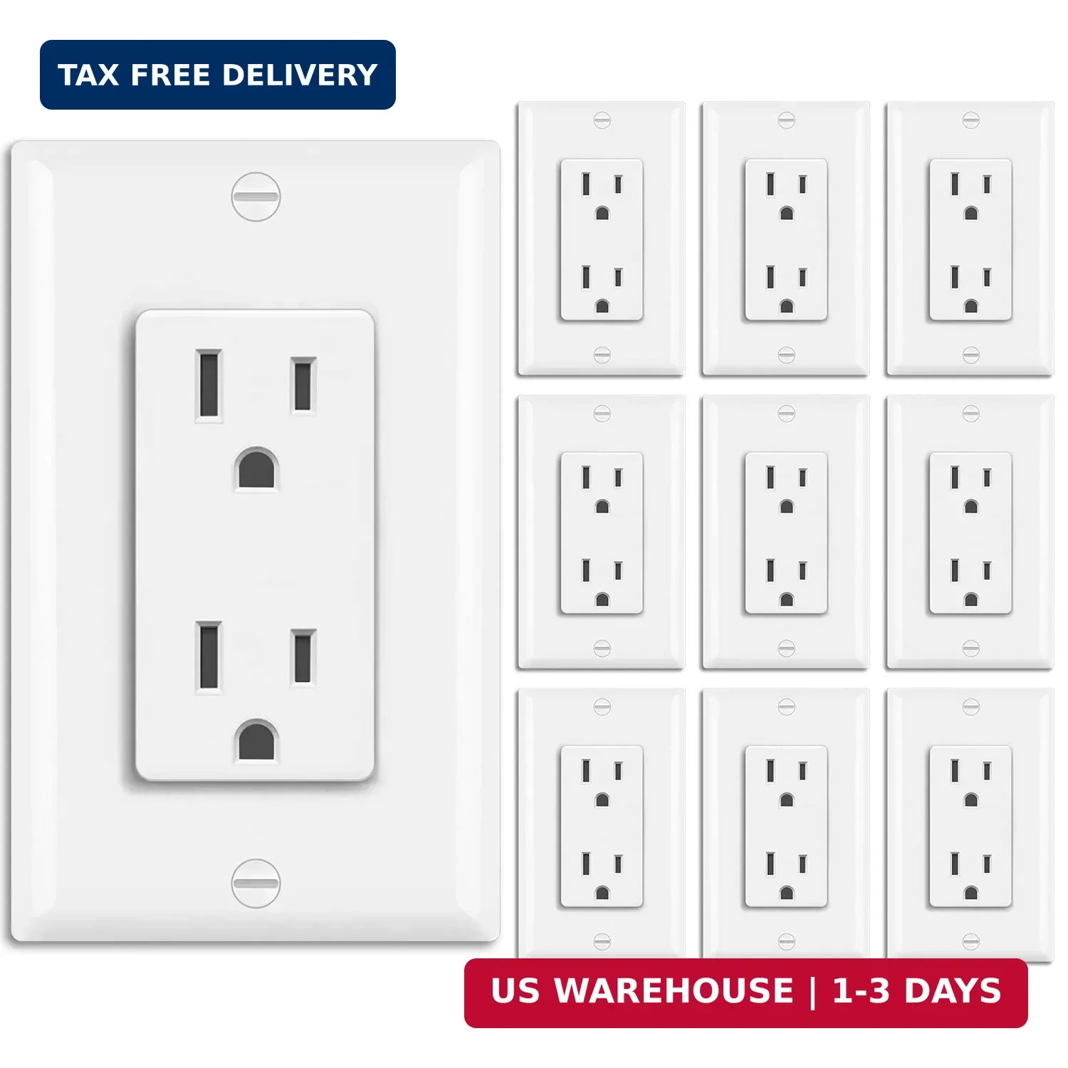 15 Amp Decorator Receptacle Outlet, Standard Electrical Wall Outlet | No