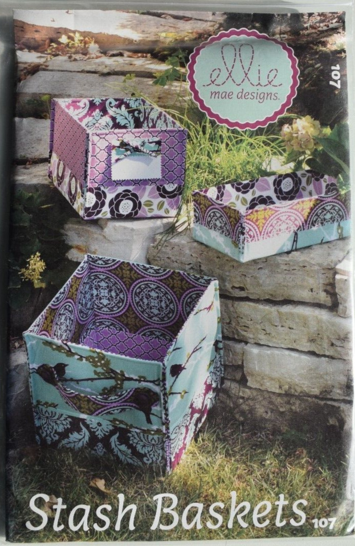 ELLIE MAE CRAFT DESIGN  PATTERN 107  STASH  BASKETS  3 SIZES   UNCUT  FF