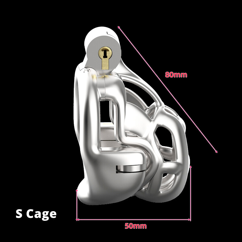 Stainless Steel Python Cage Double-Lock Guardrail Male Chastity Device Cobra