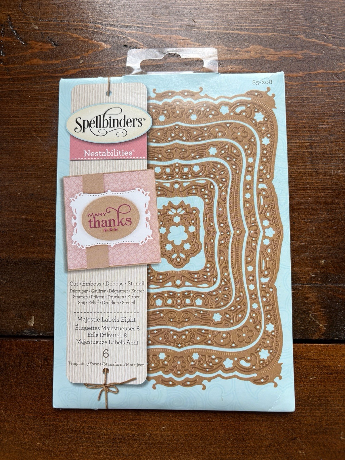 Spellbinders Nestabilities MAJESTIC LABELS EIGHT #S5-208 Set of 6 Metal Dies