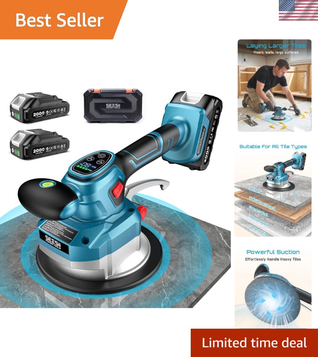 10-Hour Battery Tile Vibration Tool with 145mm Suction: Reliable and Versatile