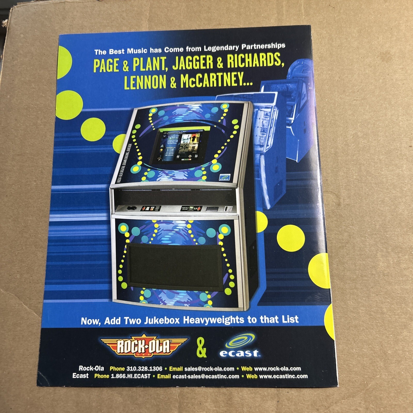 11-8 Original Ad Rock Ola Rmc Linen Mccartney Jagger Richards jukebox FLYER