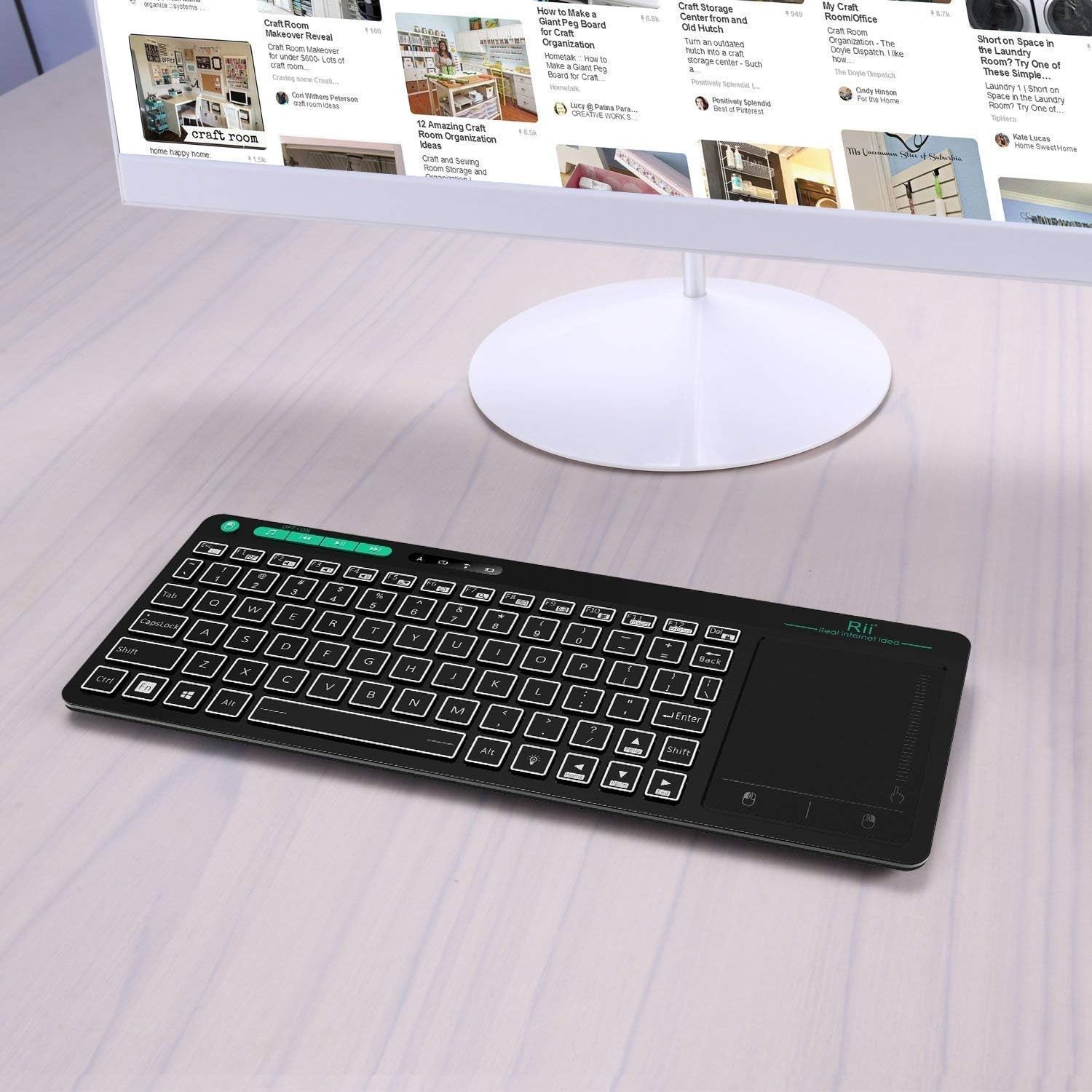 K18 plus Wireless 3-LED Color Backlit Multimedia Keyboard with Multi-Touch Big S