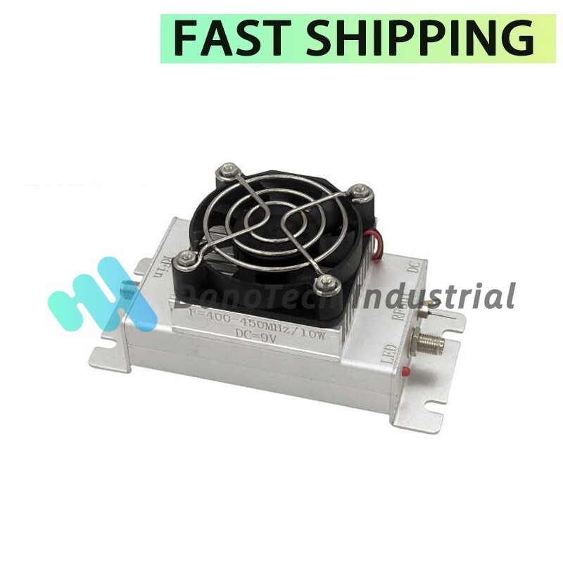 RF Power Amp 400MHz-450MHz 10W with 48dB Gain Heat Sink & Cooling Fan #DA