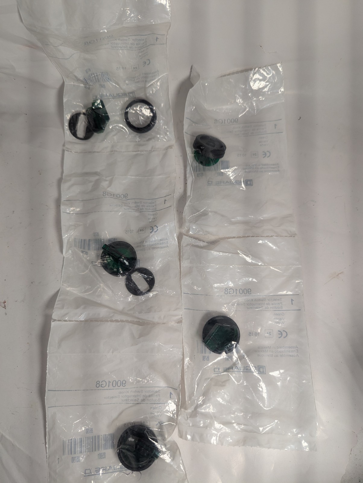NEW LOT OF 5 GENUINE SQUARE D 9001G8 GREEN SELECTOR SWITCH KNOBS