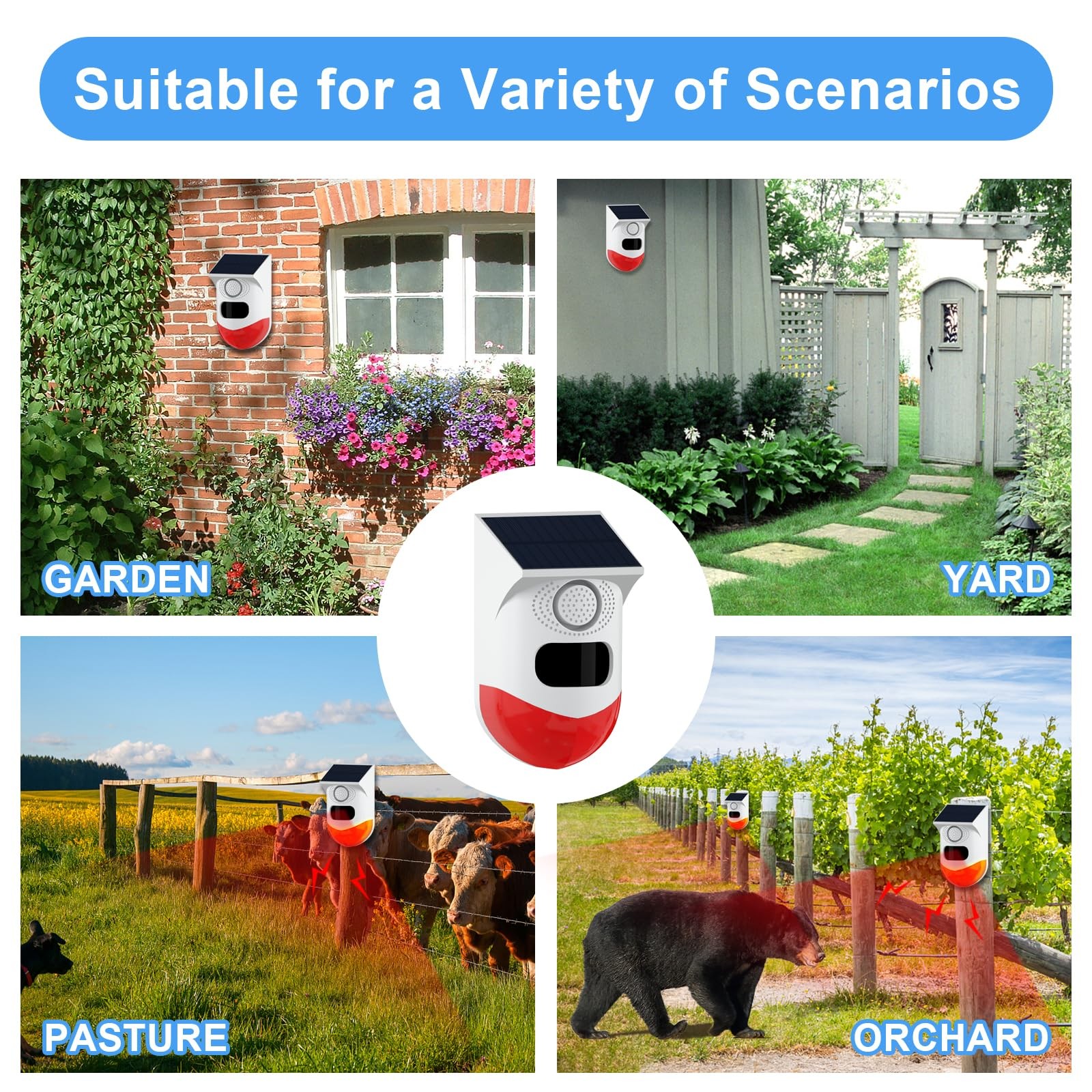 Solar Motion Sensor Outdoor Alarm,Adjustable Sensitivity Motion Activated Ala...