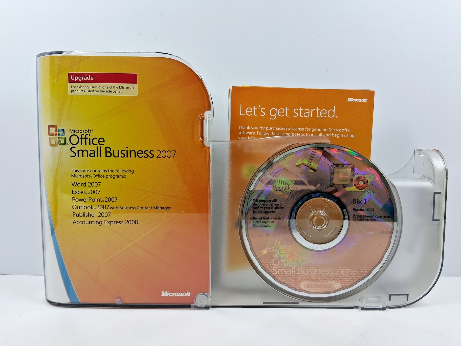 Microsoft Office Small Business 2007 Upgrade PC Software 2 Disc Complete Case