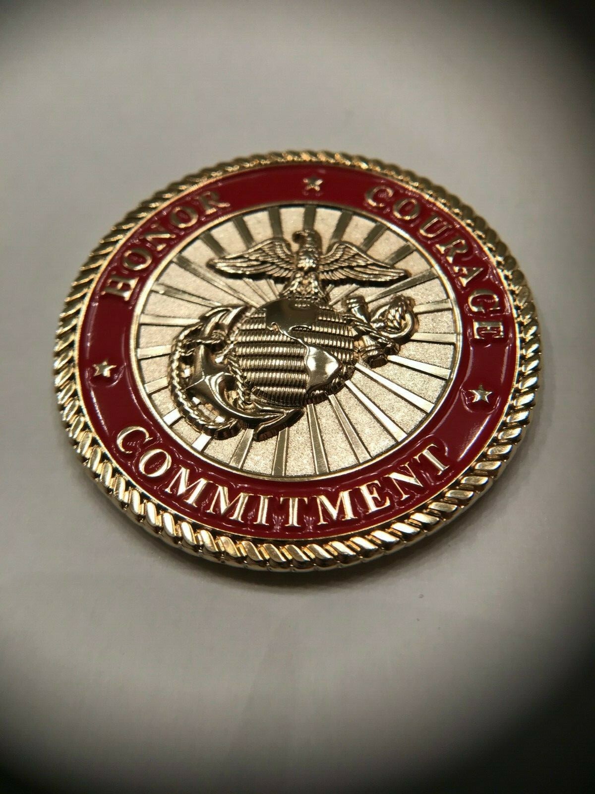 USMC ONCE A MARINE ALWAYS A MARINE CHALLENGE COIN HONOR COURAGE COMMITMENT