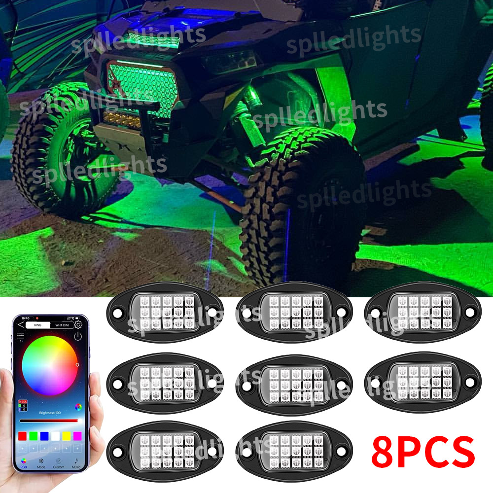 Fit Polaris RZR Razor XP 1000 900 800 8 Pods RGB 120 LED Rock Lights Bluetooth