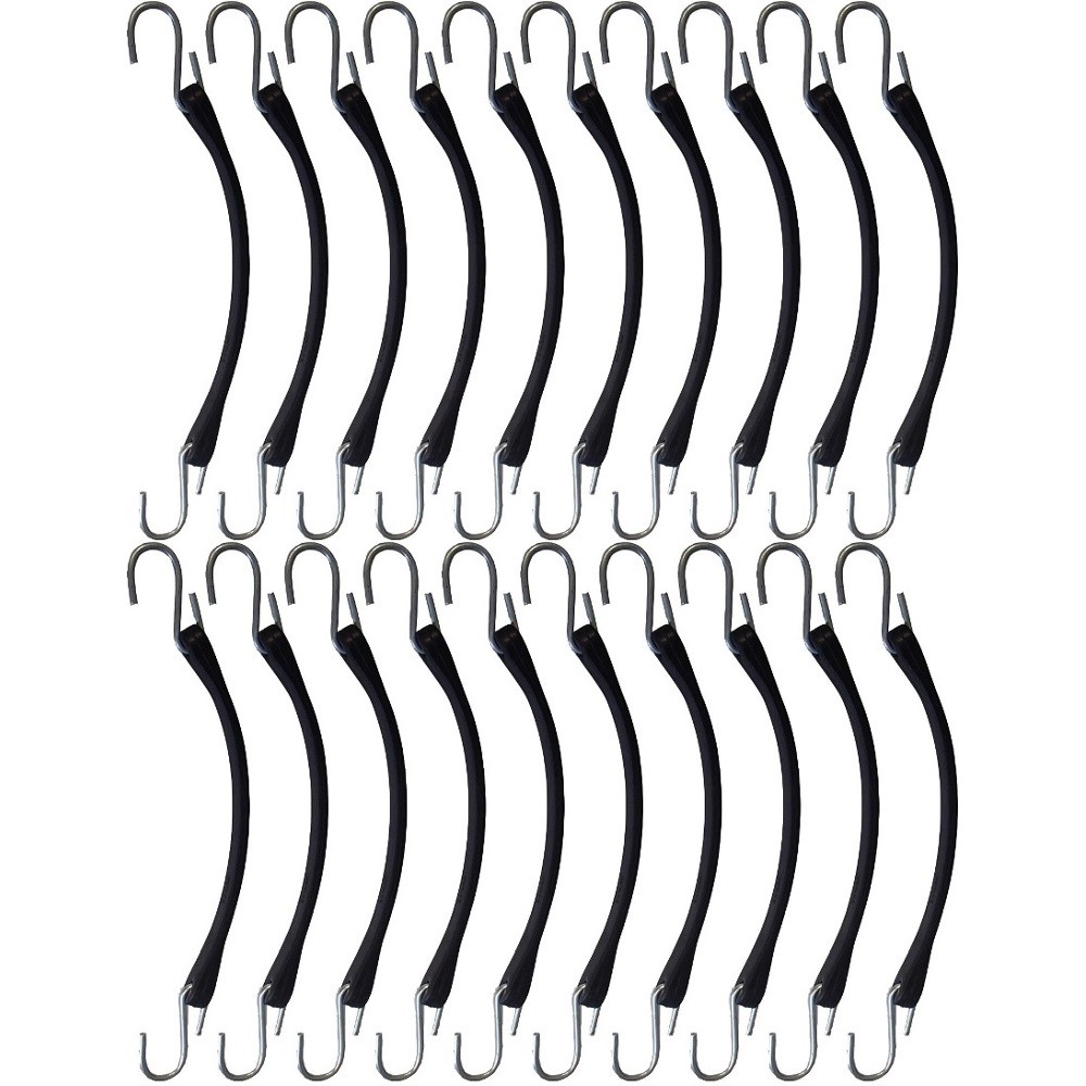 (20) 9" Heavy Duty Natural Rubber Tarp Strap Tarp Tie Downs Straps & Bungees