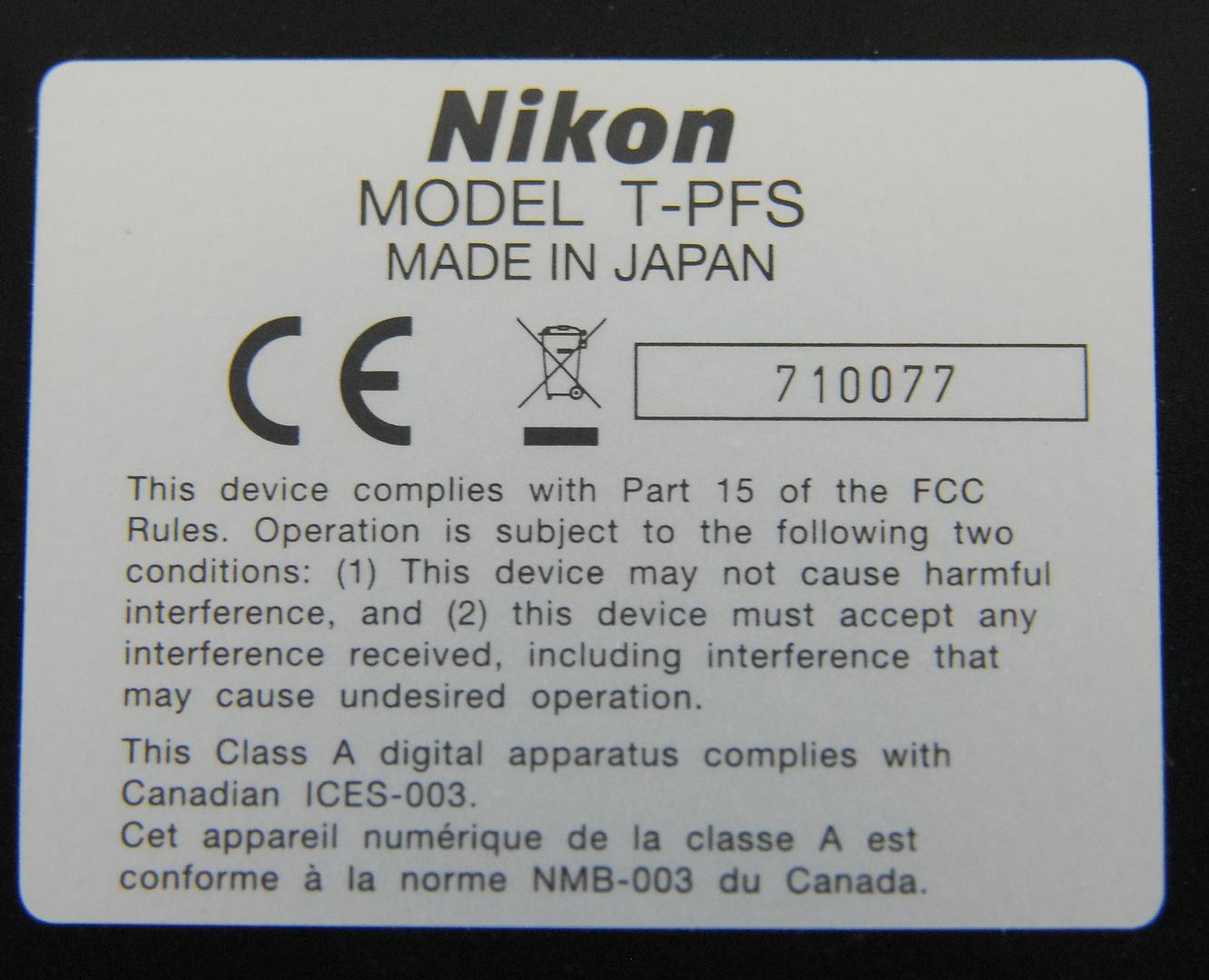 Nikon T-PFS Perfect Focus System (TE2000-E)