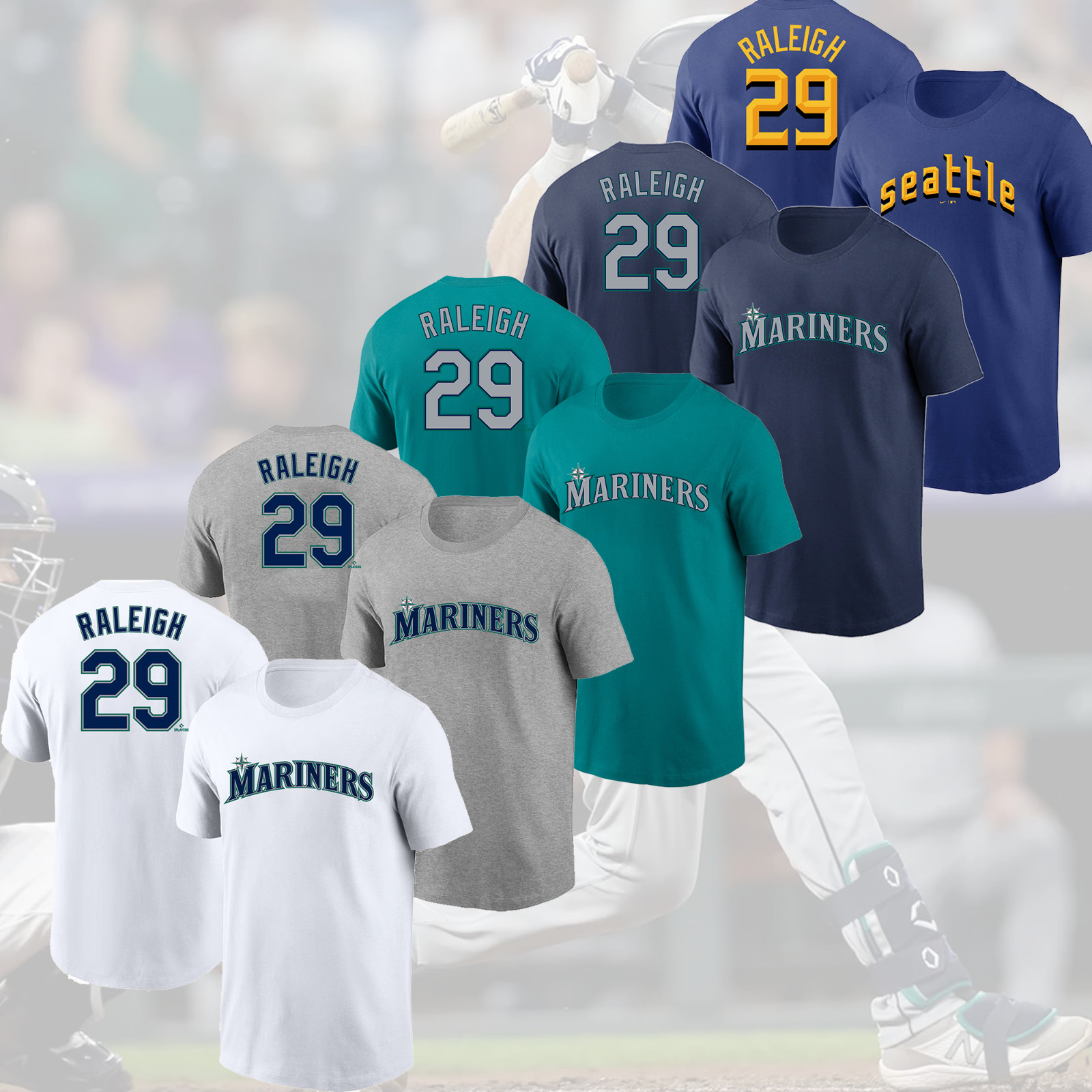 HOT ITEM - Cal Raleigh #29 Seattle Mariners Name & Number for fan S-5XL
