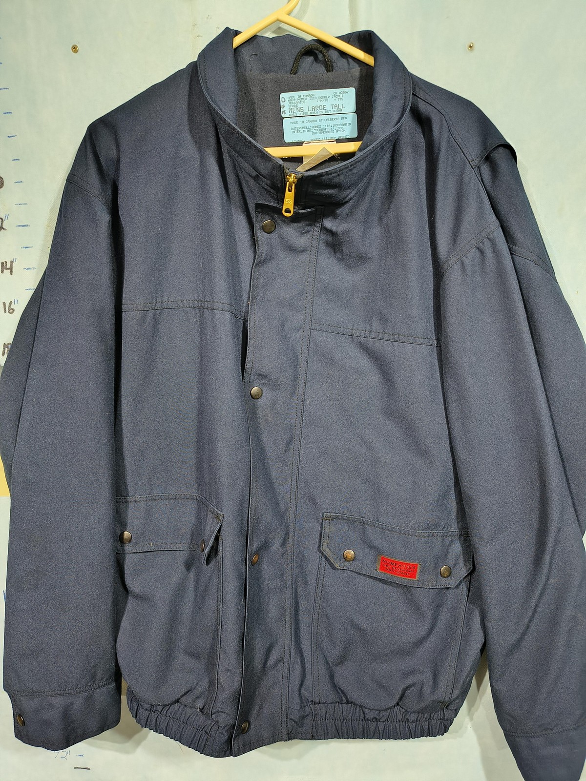 Nomex IIIA Jacket Mens Large Tall Blue Fire Resistant FR Construction Workwear