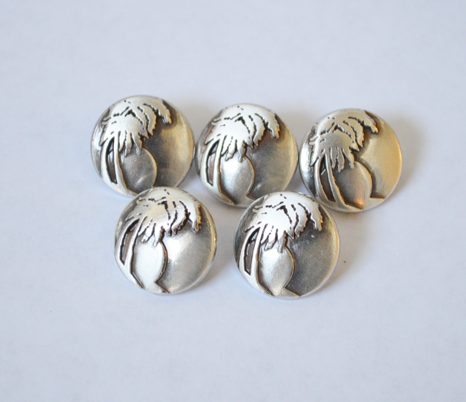 Lot 5 Palm Tree Tropical Beach Rivetback Concho 5/8" Enmon Silver Leather Belt
