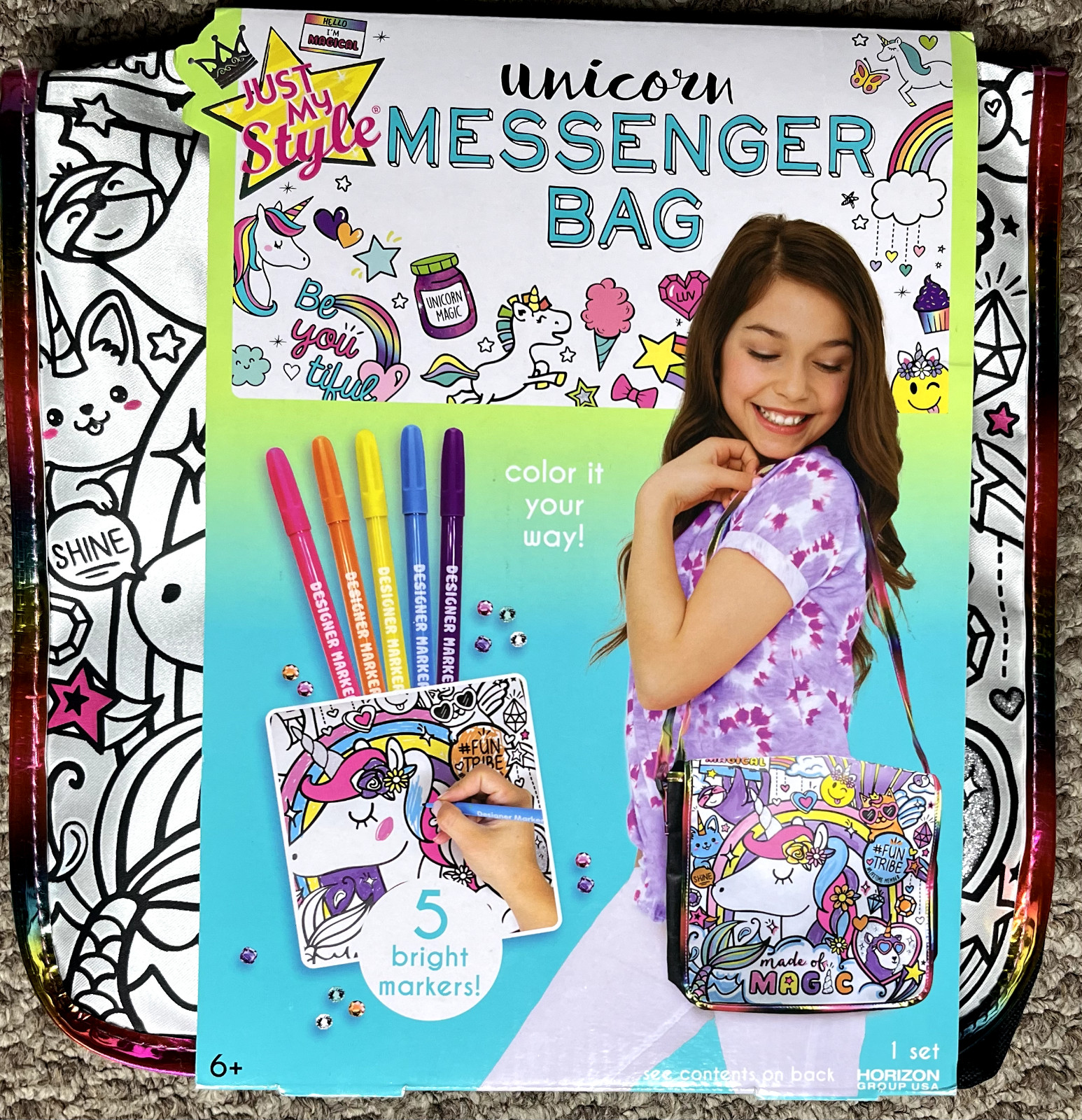 250179 Toy Horizon Group JUST MY STYLE UNICORN Messenger Bag DIY Coloring NEW