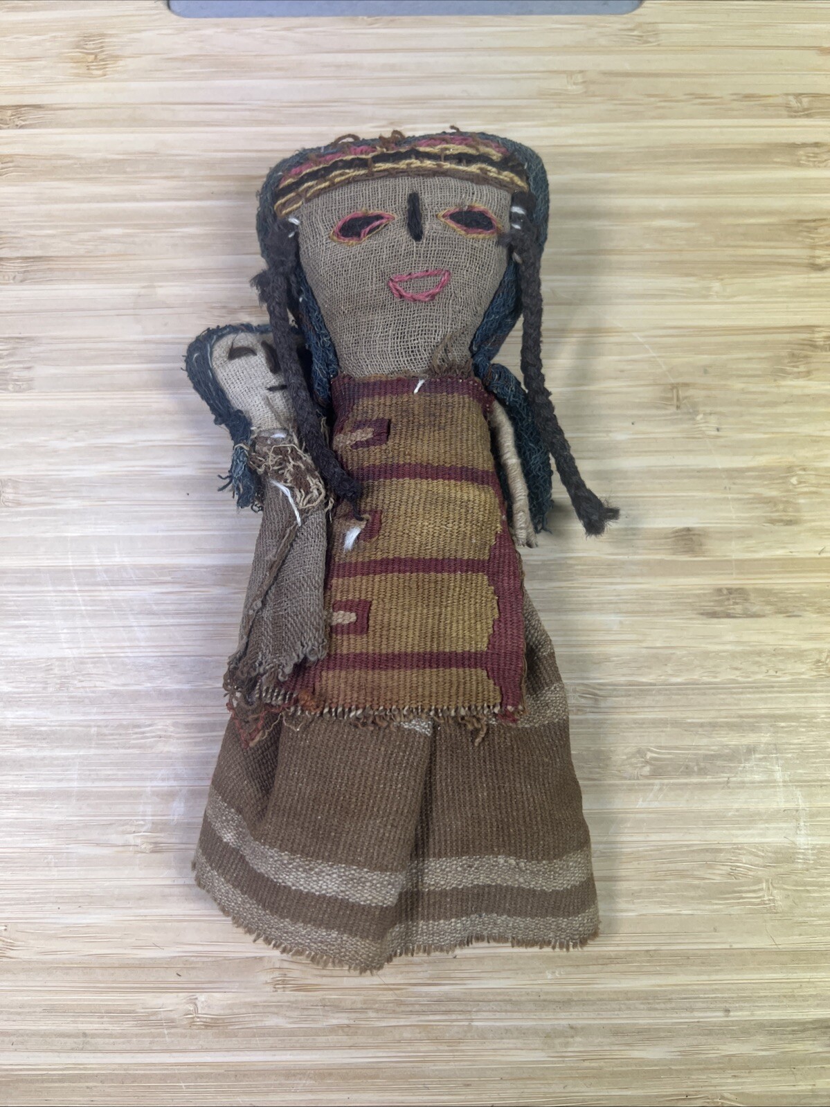 Chancay Pre-Columbian Textile Doll Antique Scene Mom W New Baby Strong Fem Power