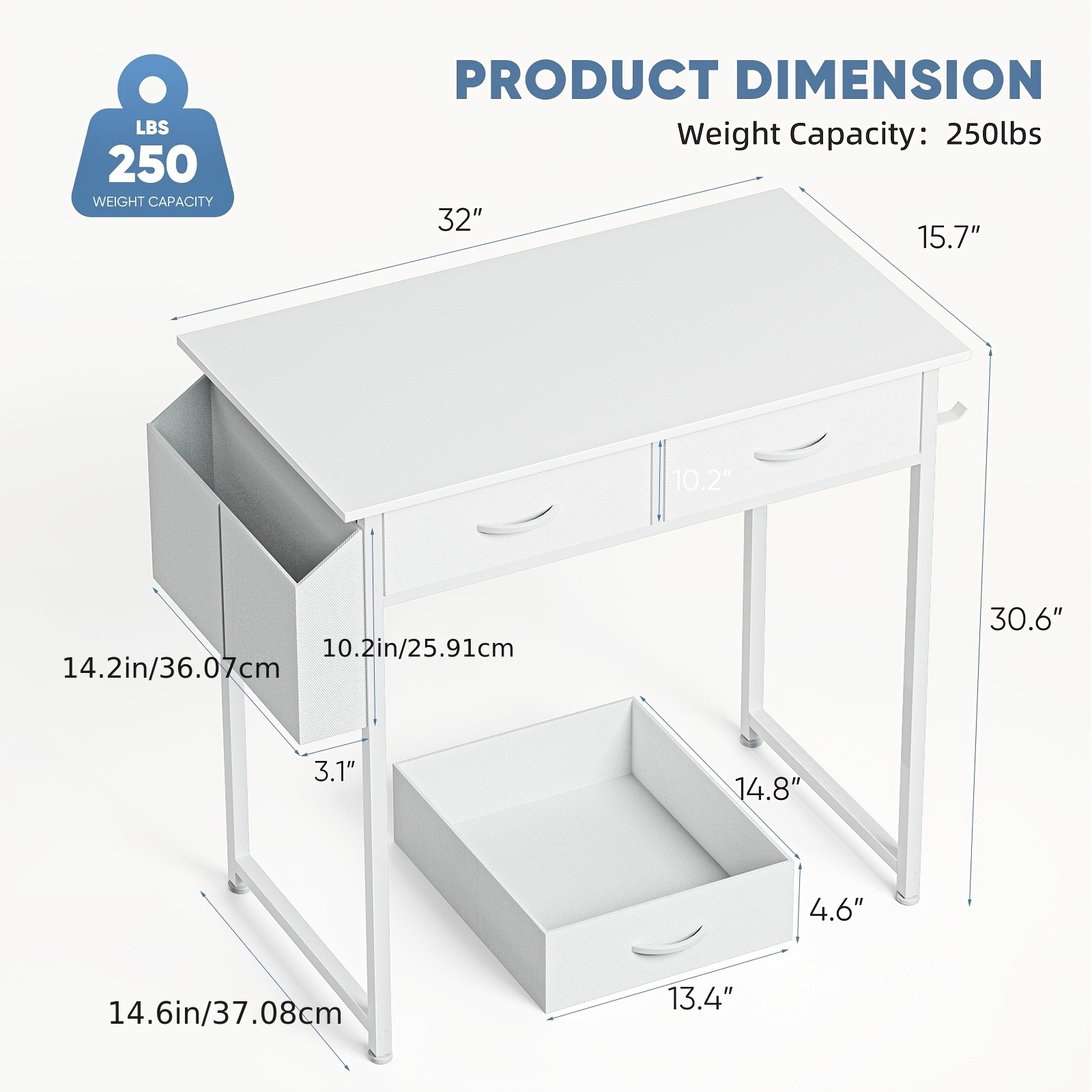 32" Small Makeup Vanity Desk-White