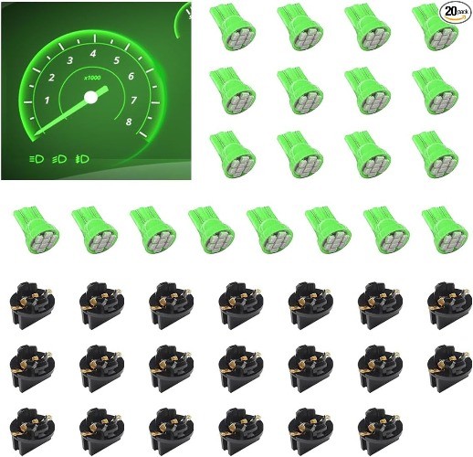 20PCS T10 194 168 LED Dashboard Light Bulbs, 12V 8-SMD Chipset wi Color: Green