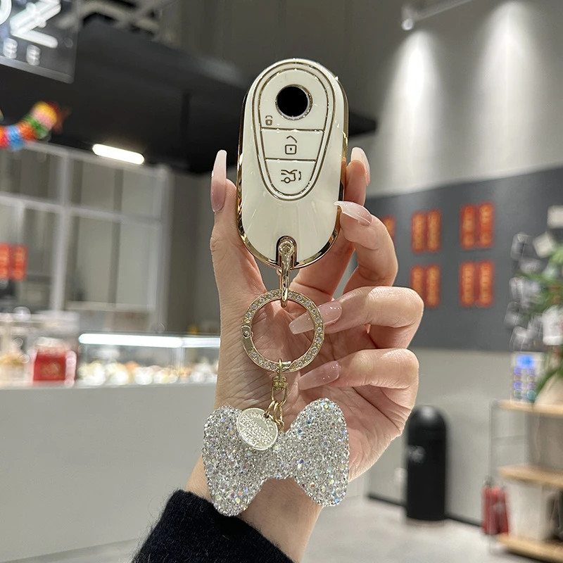 TPU Car Key Case Cover Keyring Keychain Protector Fob For Benz A B C Class S400L