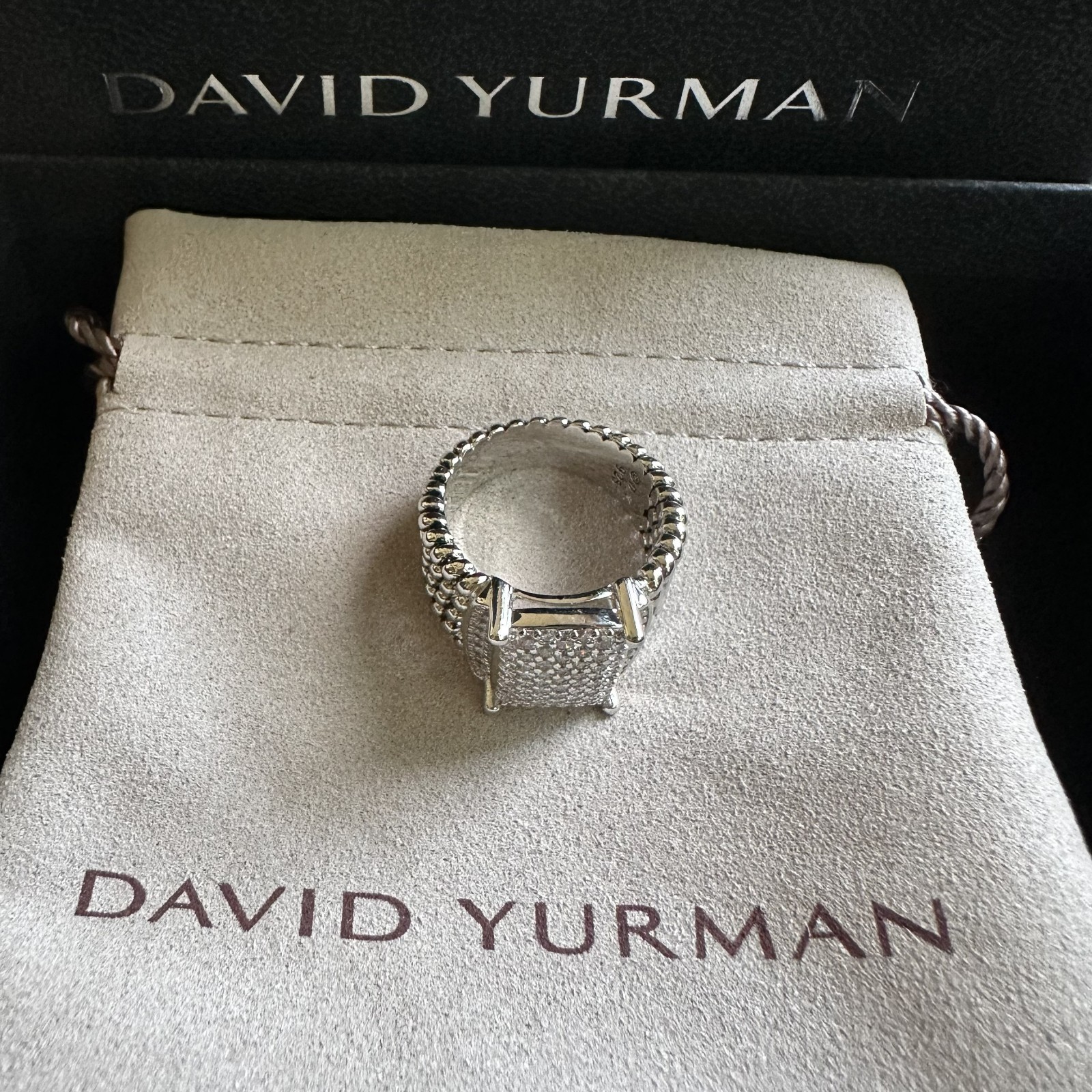 David Sterling Silver Wheaton Ring with Diamonds Size 8
