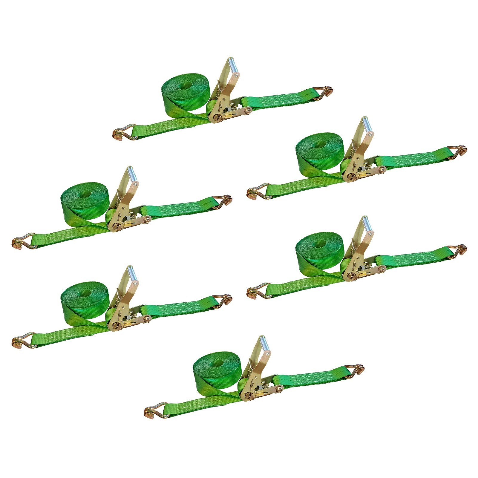 USA 6 Pack 2" x 30' Ratchet Tie Down Strap w/ J Wire Hook Flatbed Truck Trailer