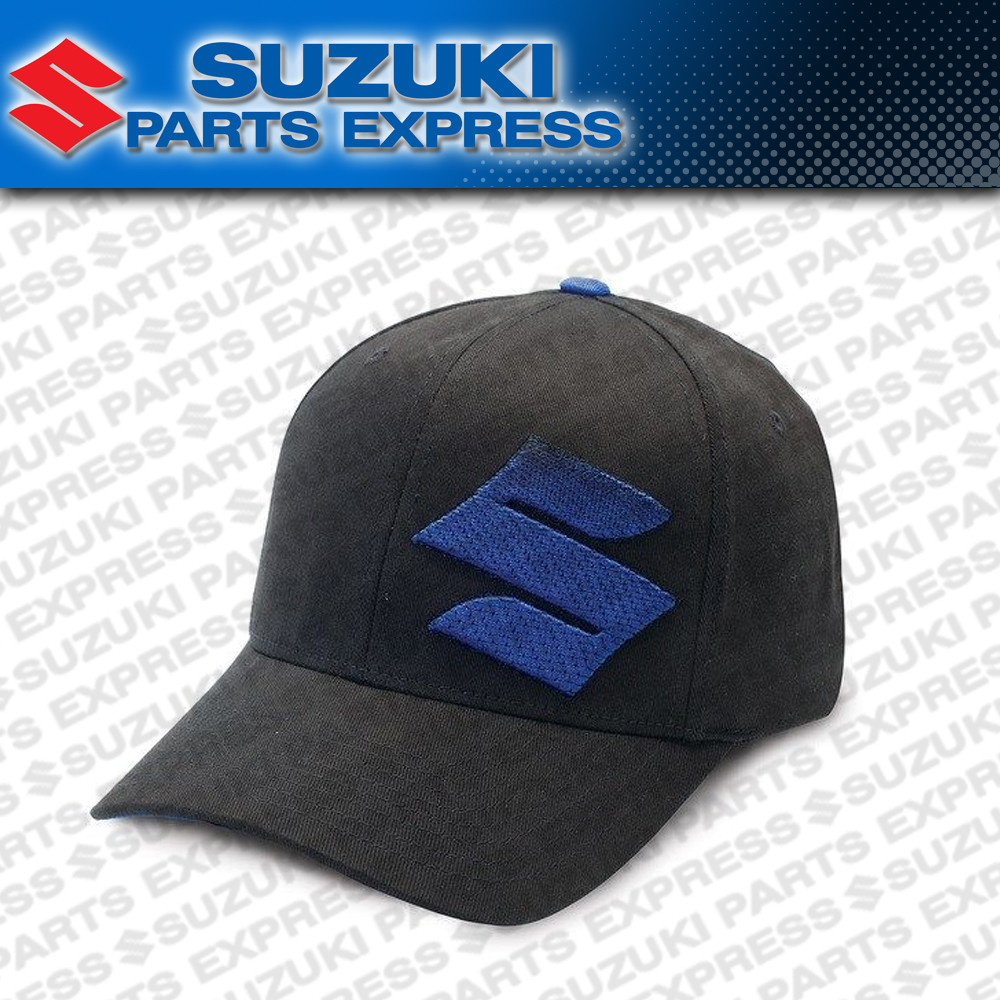 NEW SUZUKI S FADE BLACK/BLUE LOGO FLEXFIT HAT L/XL GSXR RMZ DRZ BUSA 990A0-17108