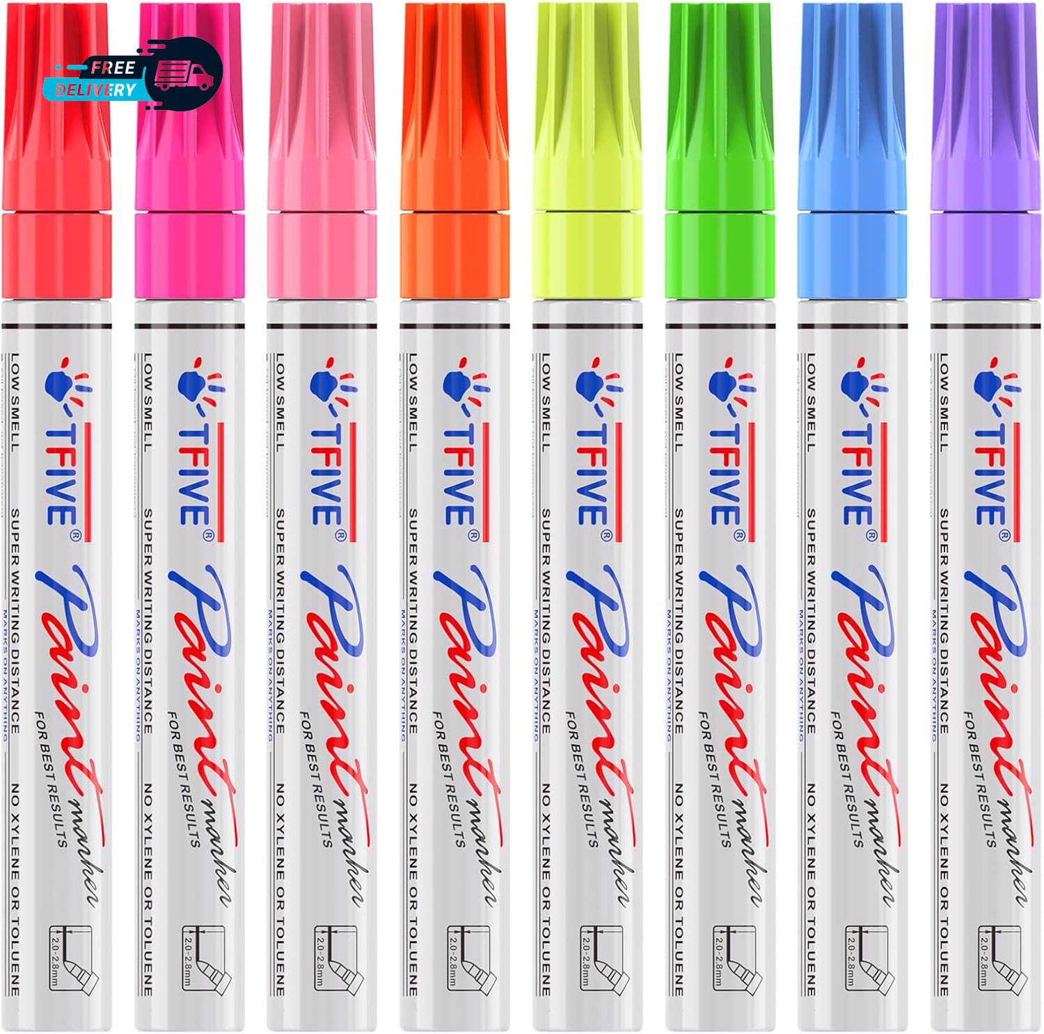 Fluorescent Paint Markers 8 Colors Neon UV Paint Pens for Blacklight - Oil-Based