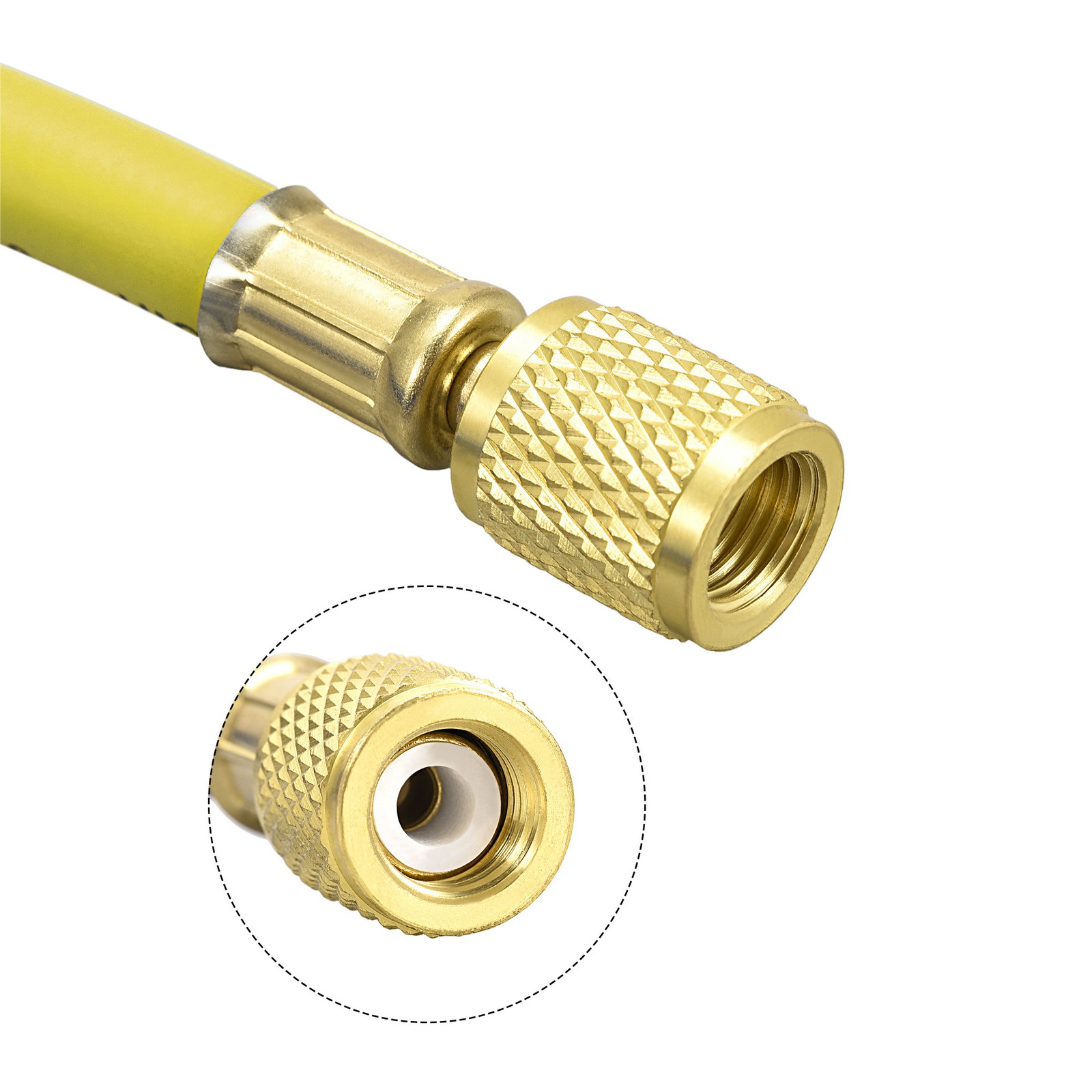 1/4 SAE Thread Charging Hose Tube 600Psi 1.5M Yellow for Refrigeration HVAC Pipe