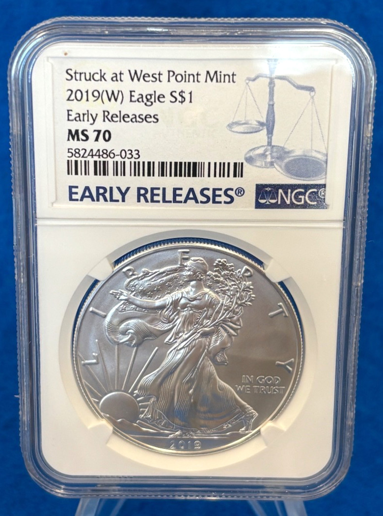 2019-(W) Silver American Eagle 1 Oz. NGC MS 70 West Point Mint Early Releases