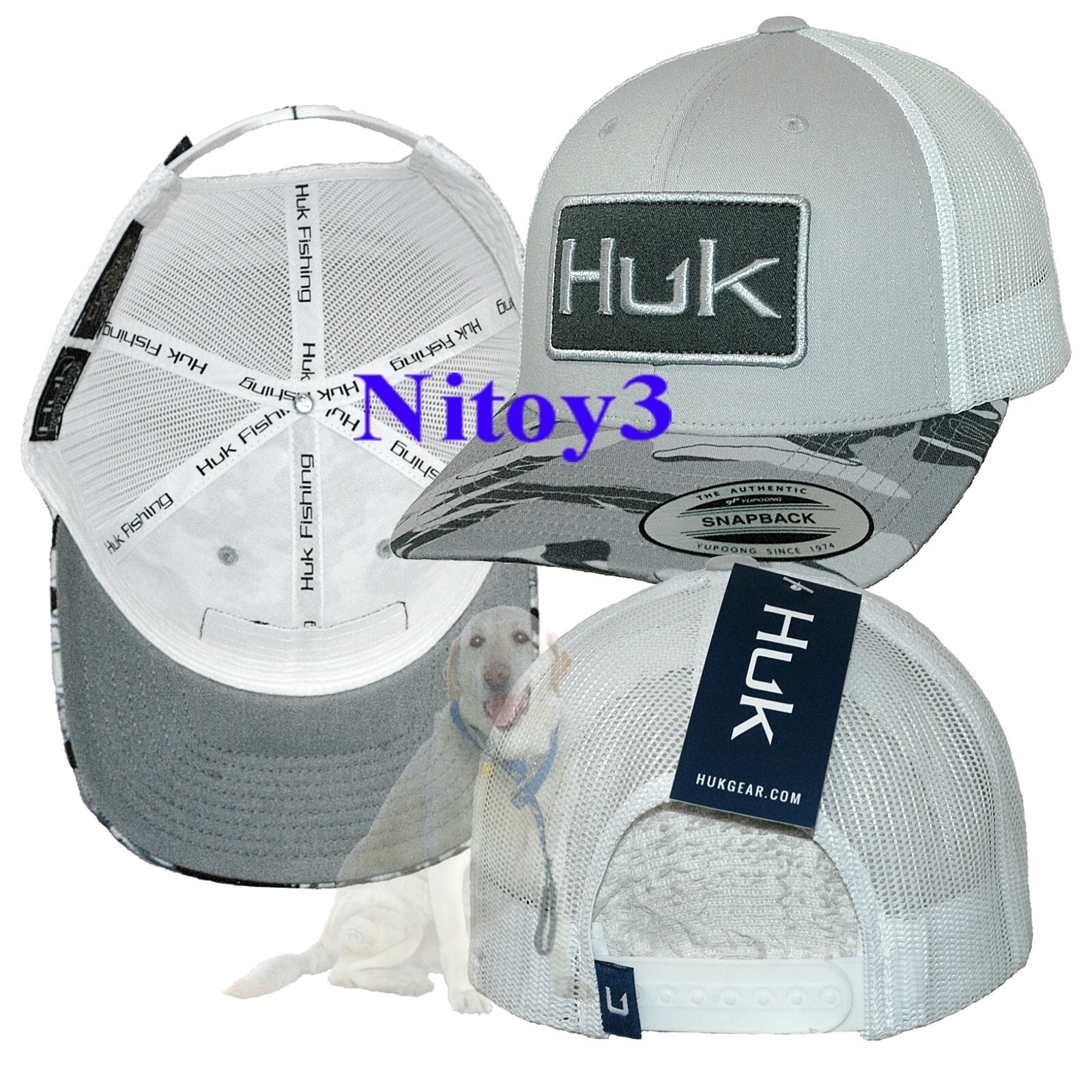 Huk Tidal Map Trucker Mesh Baseball Cap-Hat Men One Size Adjustable
