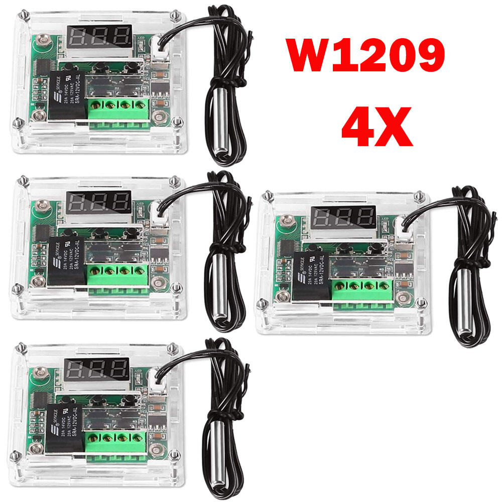 4x W1209 DC12V Digital Thermostat Temperature Control Switch Sensors With Case