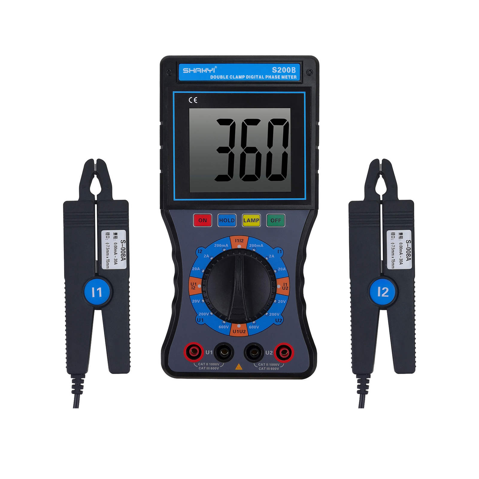 SHANYI S200B Double-Clamp Digital Phase Voltammeter New✦Kd