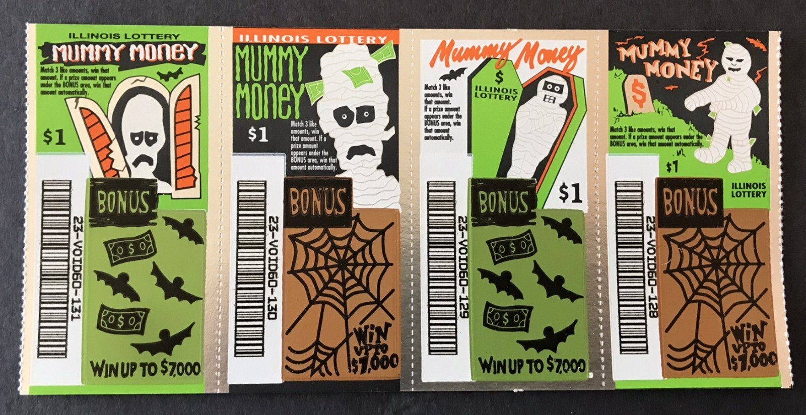 Halloween  Mummies  Instant SV Lottery Ticket Set, Set of 4 , no cash value