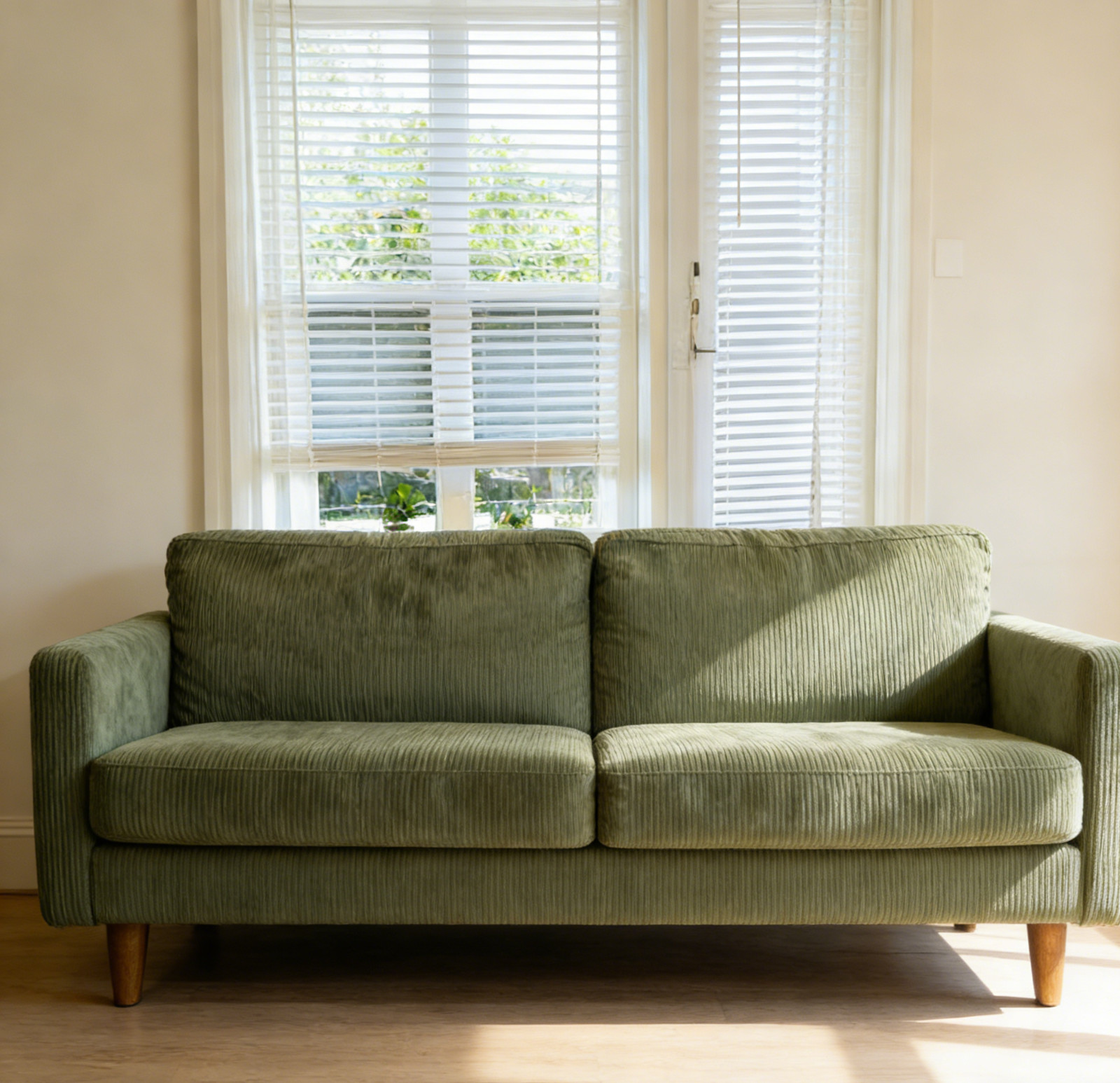 NEW 68" Corduroy Sofa 2-Seater, Modern Small Space Couch for Living Room Green