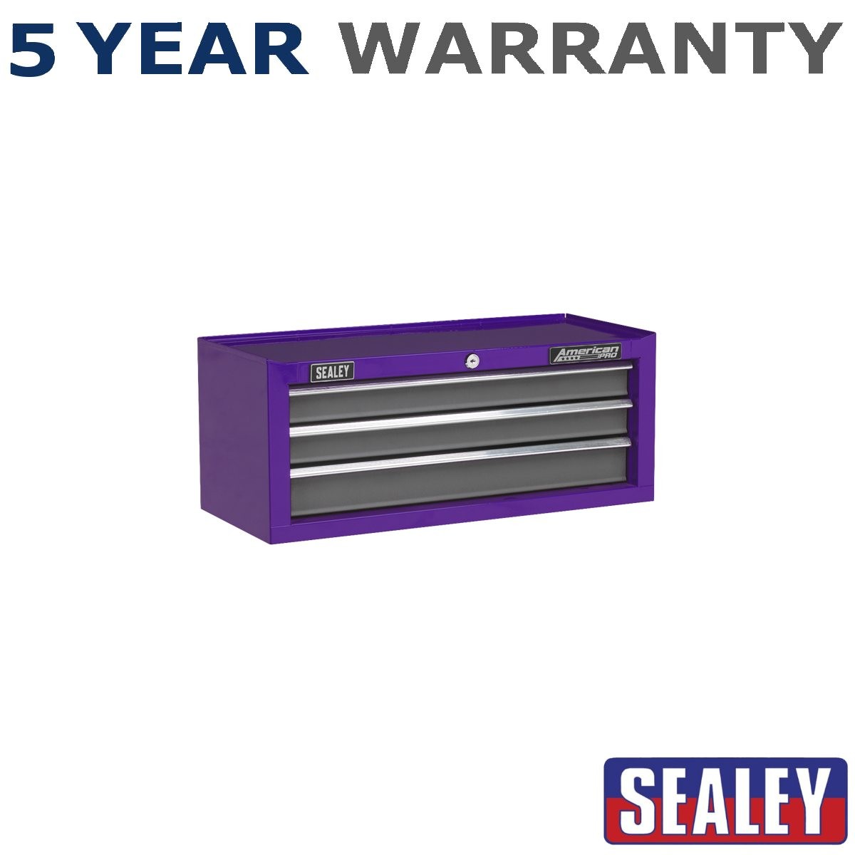 Sealey American PRO� Mid-Box Tool Chest 3 Drawer Purple/Grey AP22309BBCP