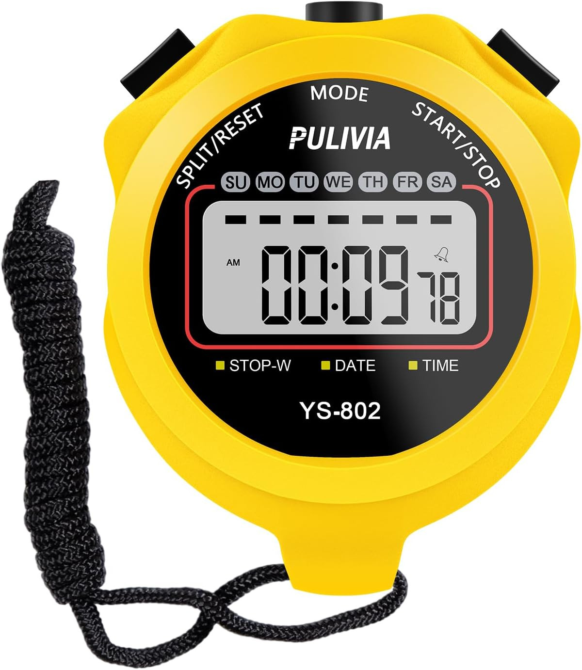 Professional Digital Sports Stopwatch Timer for Coaches - Yellow