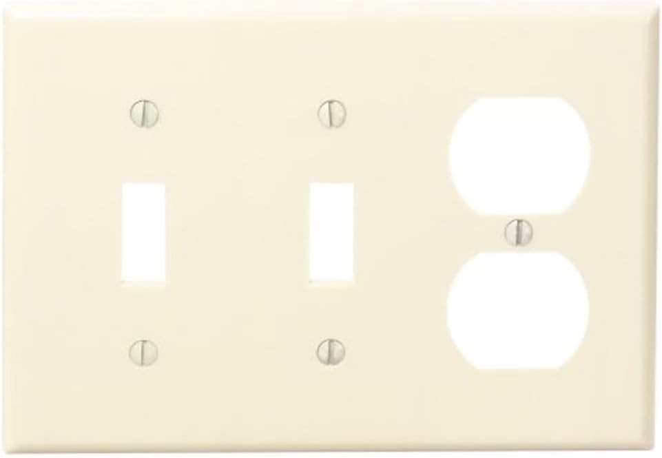 3-Gang 2-Toggle 1-Duplex Device Combination Wallplate, Standard Size, Thermos...