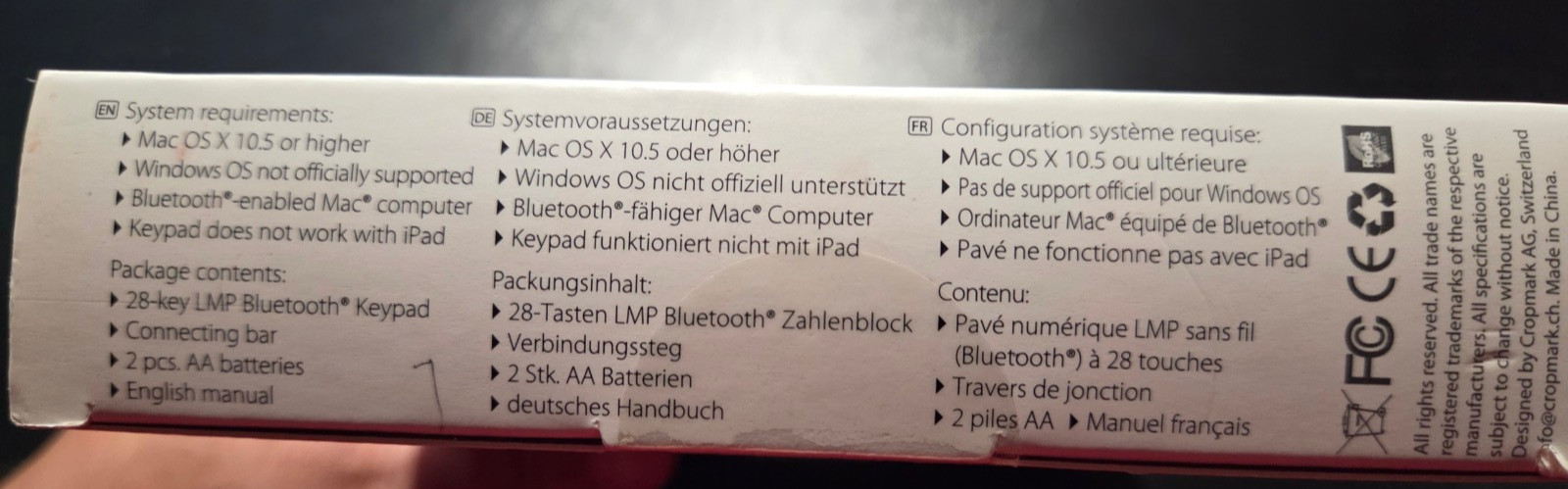 LMP Wireless Bluetooth Keypad Model WKP-1314 New Sealed