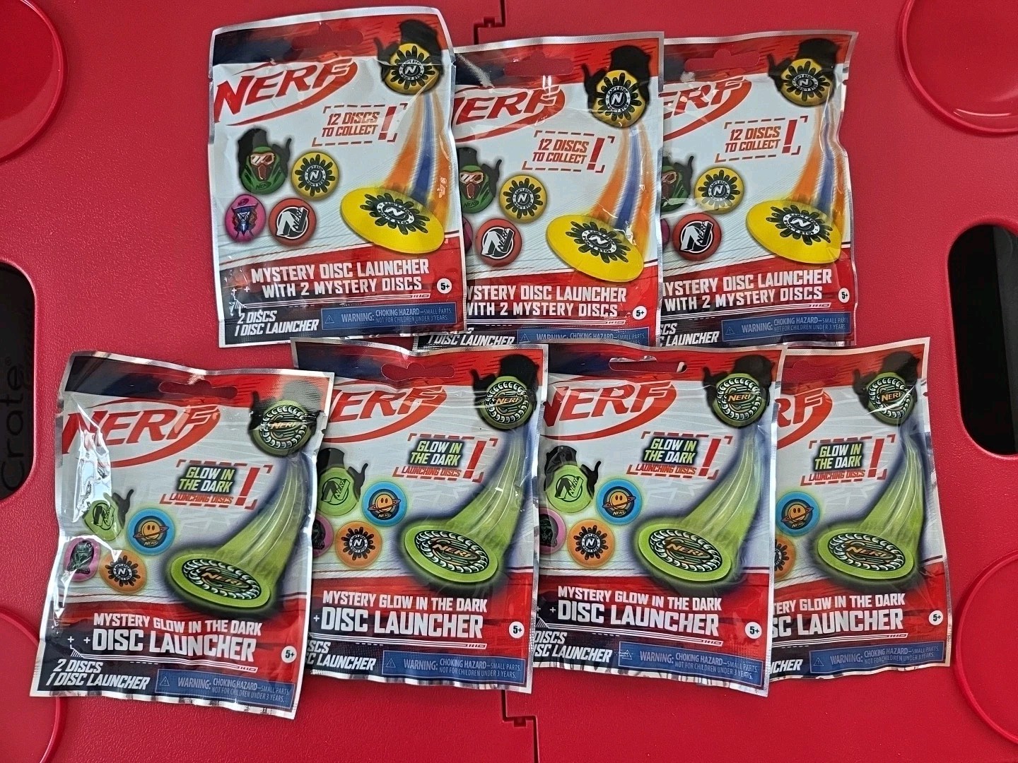 NEW NERF Disc Launcher 2 Mystery Discs Blind Bags Surprise Lot Of 7 Total
