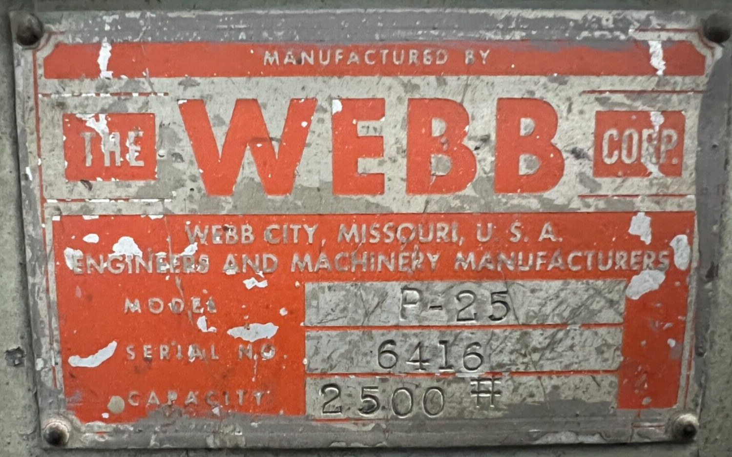 WEBB MODEL P-25 2500LB CAPACITY WELDING POSITIONER