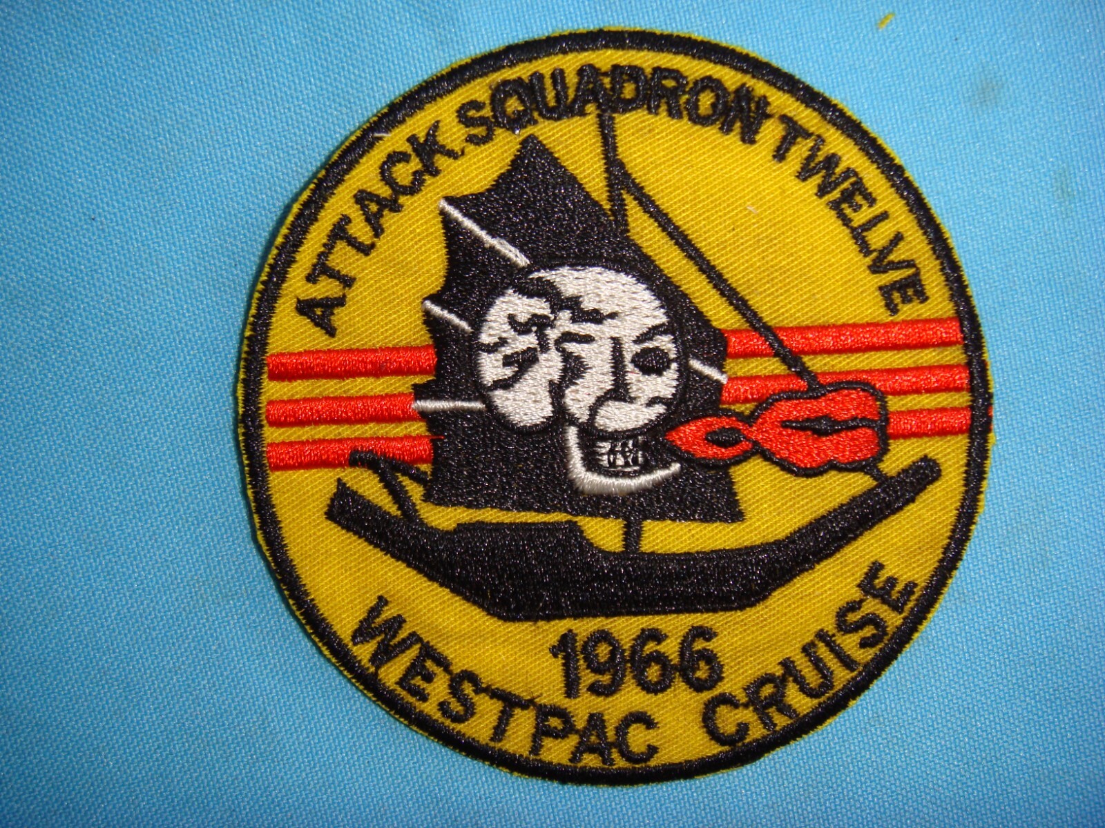VIETNAM WAR PATCH, US NAVY ATKRON-12 ATTACK SQUADRON 12- WESTPAC CRUISE 1966