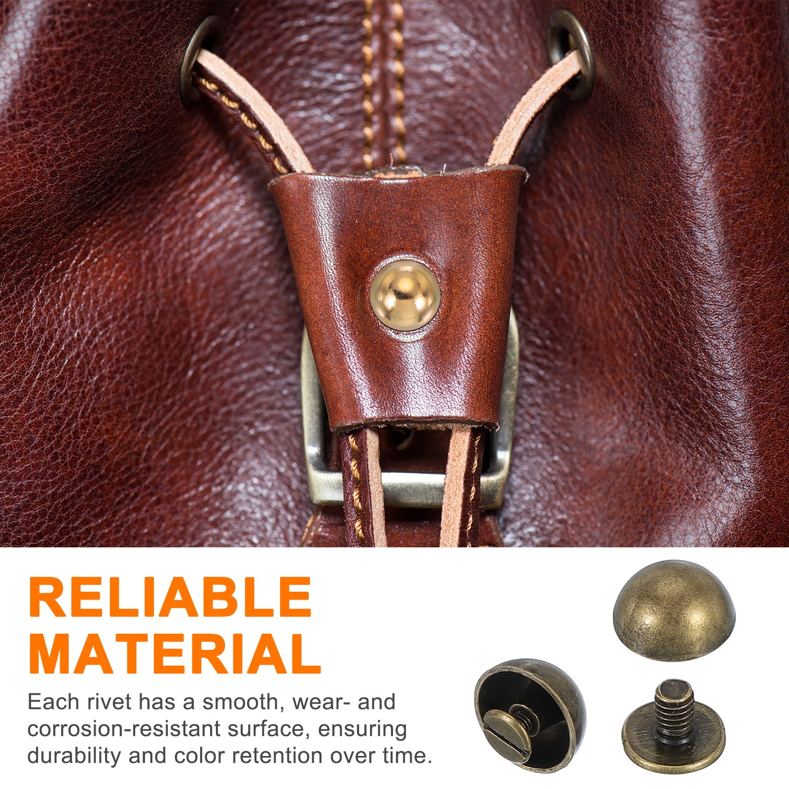 For Craft, Tip Studs 9/16\" 20 Set with Screws and Rivets, Bronze