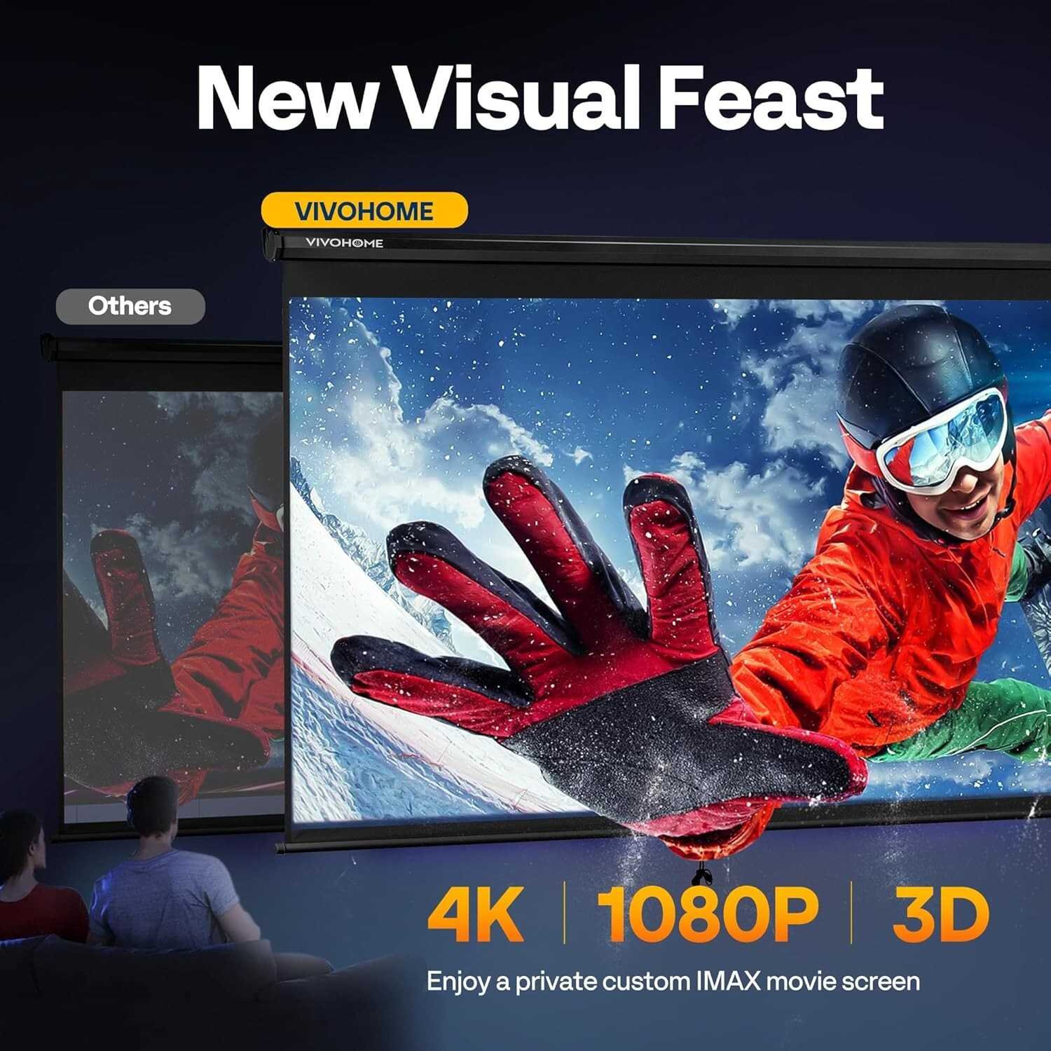 High-Definition 16:9 100'' Pull Down Projector Screen for Cinema Quality Viewing