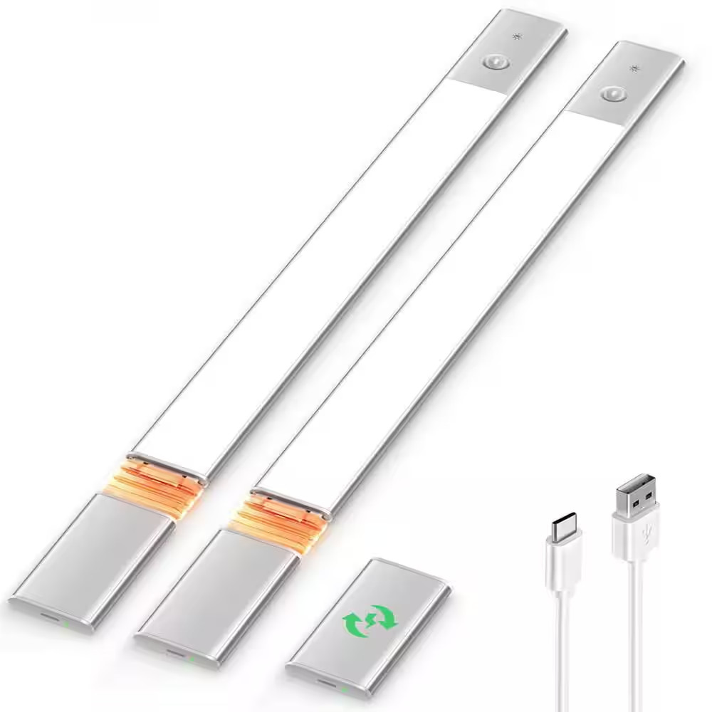 White LED under Cabinet Lighting Lamp, 2-Pack Motion Sensor Closet Lights, 76 Di