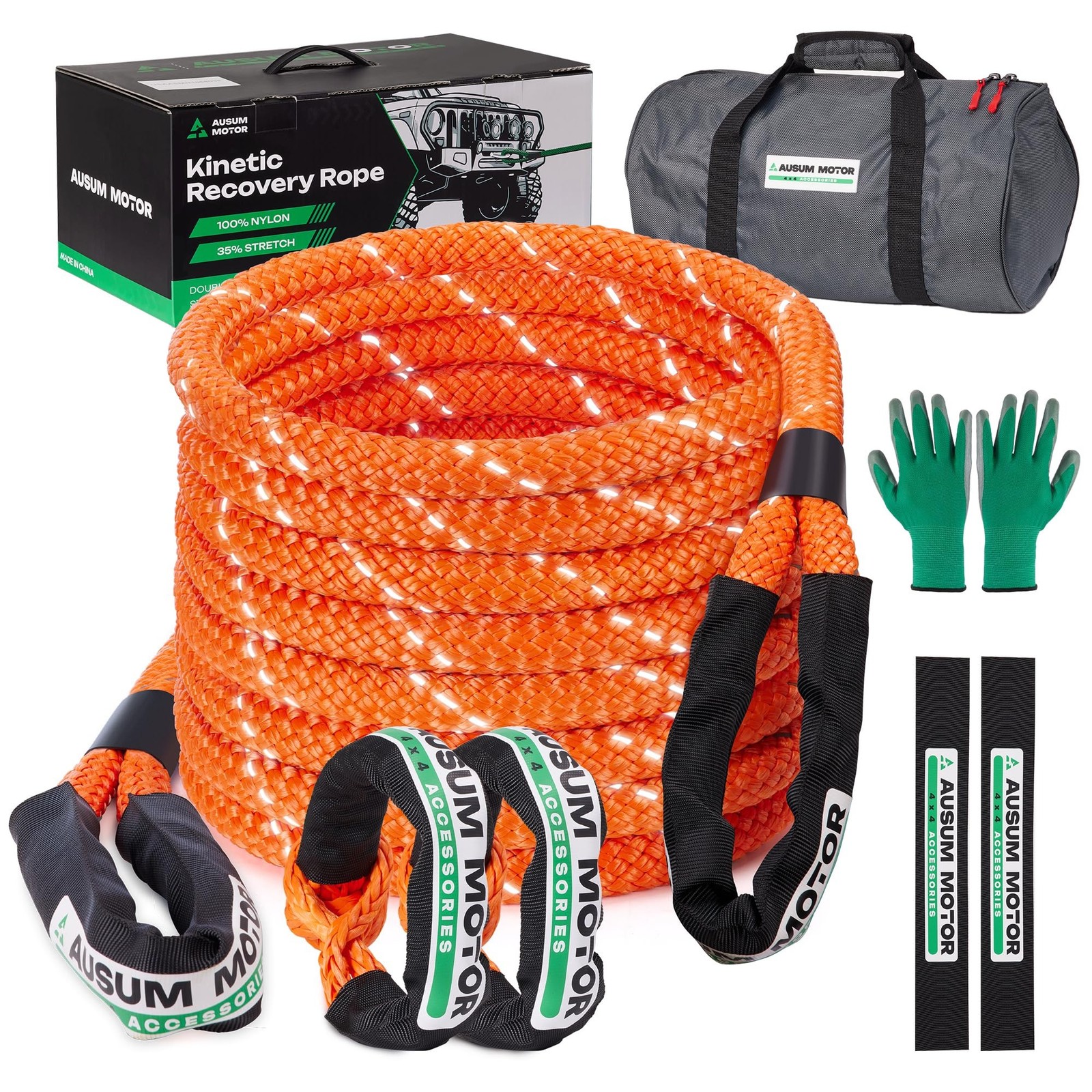 Kinetic Recovery Rope 1in x 30ft, Kinetic Rope Recovery Kit 48,600lbs Break S...