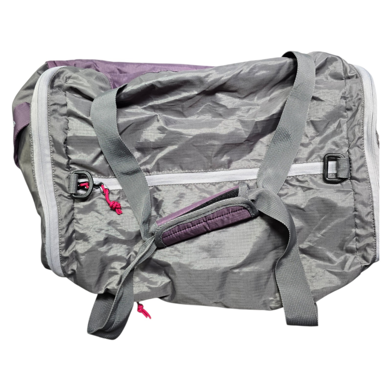 Eddie Bauer Rippac Duffel Bag Ripstop Fabric Lightweight Packable Grey Purple